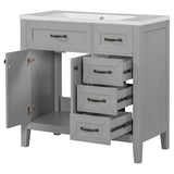 36 in.W MDF Freestanding Bathroom Vanity Set with Integrated Sink, Drawers and Doors - 36" x 18" x 36"