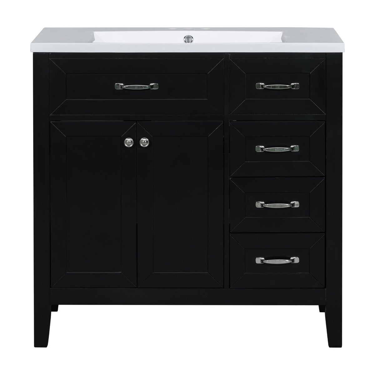 36 in.W MDF Freestanding Bathroom Vanity Set with Integrated Sink, Drawers and Doors - 36" x 18" x 36"