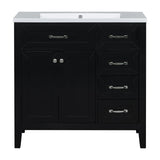 36 in.W MDF Freestanding Bathroom Vanity Set with Integrated Sink, Drawers and Doors - 36" x 18" x 36"
