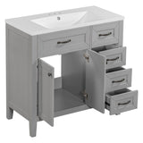 36 in.W MDF Freestanding Bathroom Vanity Set with Integrated Sink, Drawers and Doors - 36" x 18" x 36"