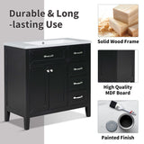 36 in.W MDF Freestanding Bathroom Vanity Set with Integrated Sink, Drawers and Doors - 36" x 18" x 36"