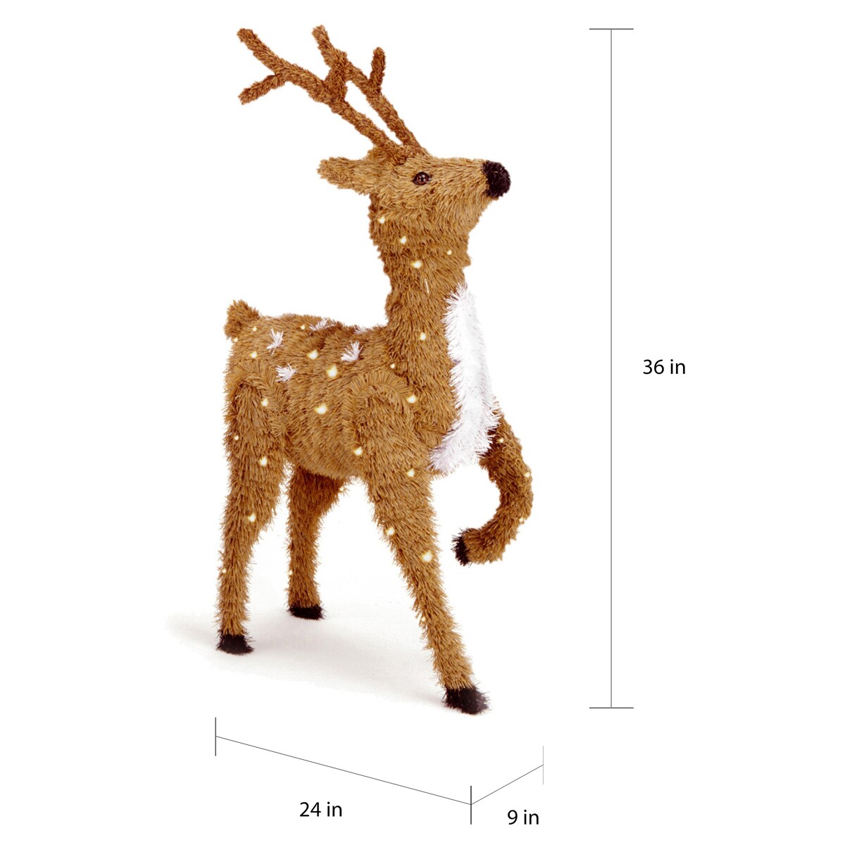 National Tree Company 3 ft. Creative Images Brown Prancing Reindeer with 150 Clear Lights