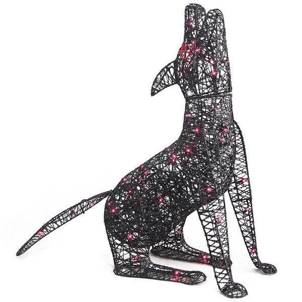 36-inch Lighted Black Howling Wolf Decoration