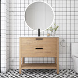Plywood Freestanding Bathroom Vanity Set with Integrated Sink