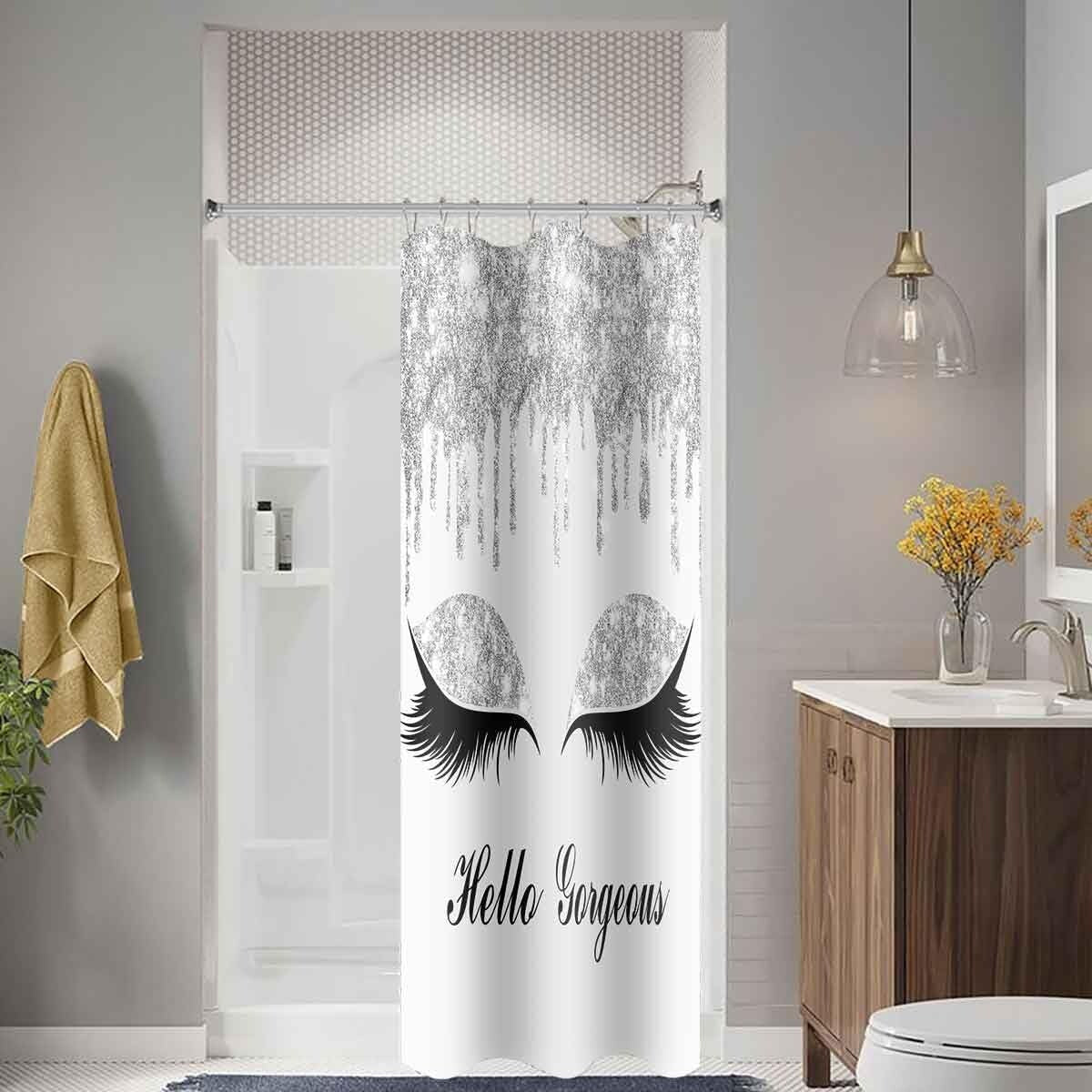 36 x 72 Inches Small Narrow Washable Polyester Shower Curtain Set