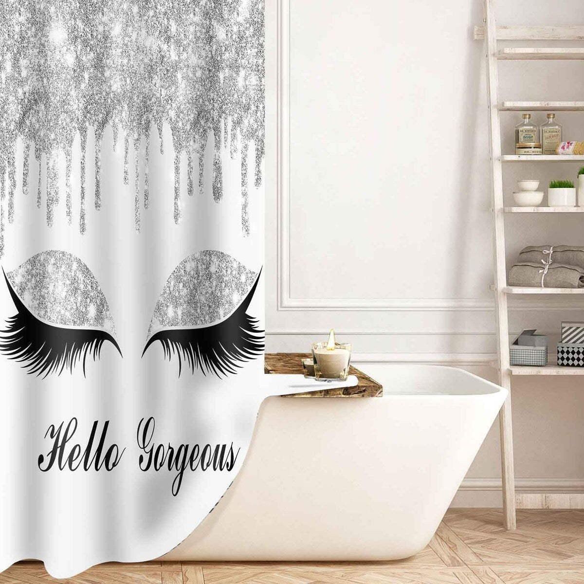 36 x 72 Inches Small Narrow Washable Polyester Shower Curtain Set