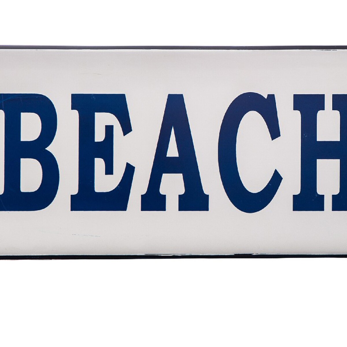 36.5 Inch Metal Rectangular Coastal Wall Art Plaque, Beach House Blue