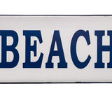 36.5 Inch Metal Rectangular Coastal Wall Art Plaque, Beach House Blue