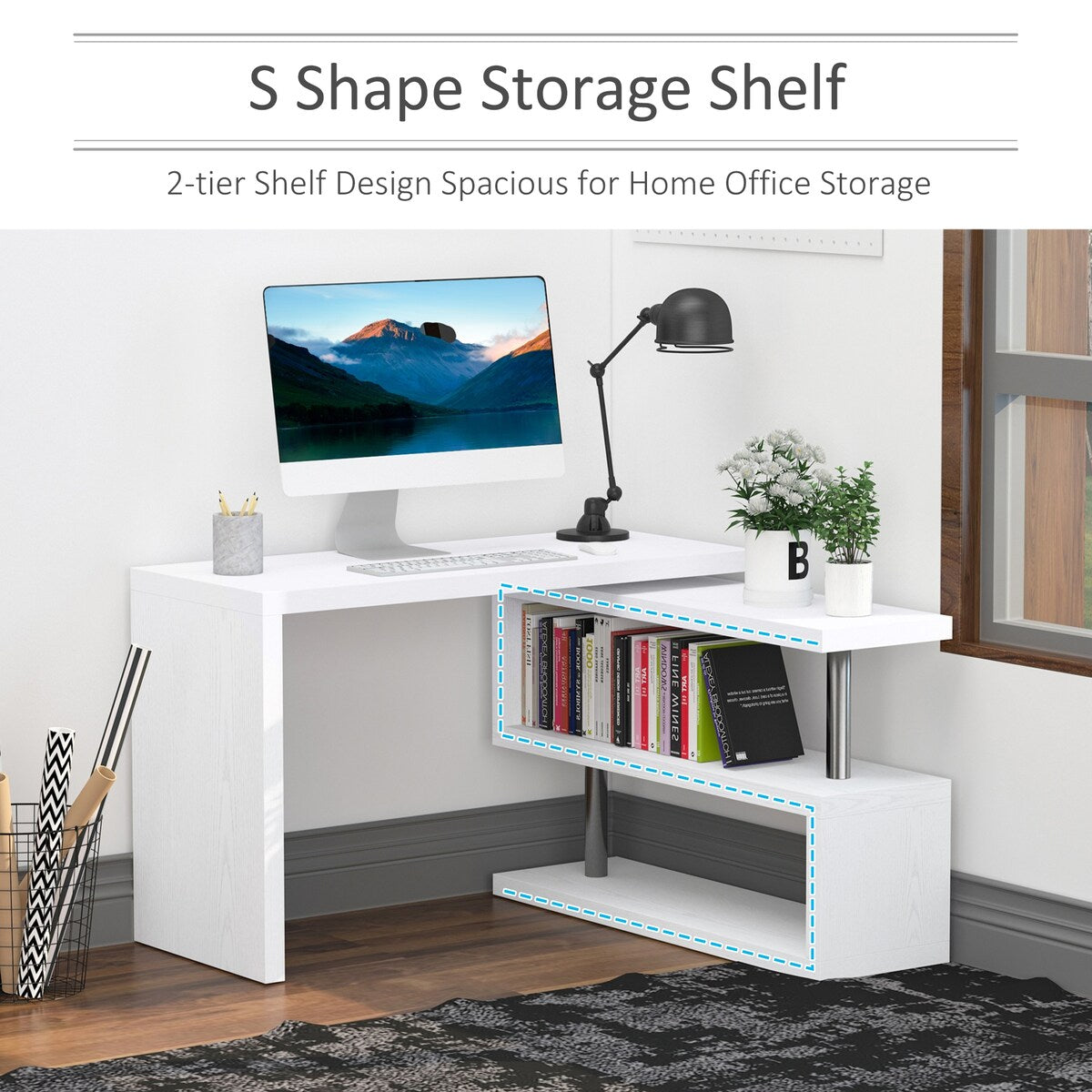 360 Degree 3-Tier L Shaped Rotating Corner Computer Desk