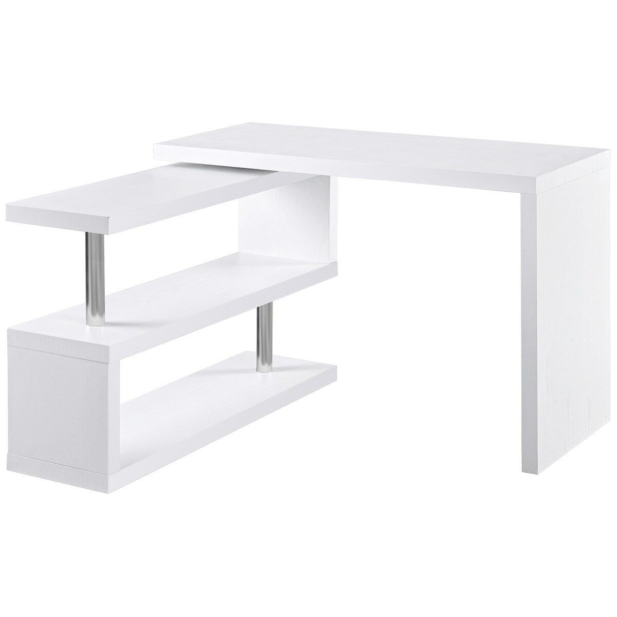 360 Degree 3-Tier L Shaped Rotating Corner Computer Desk