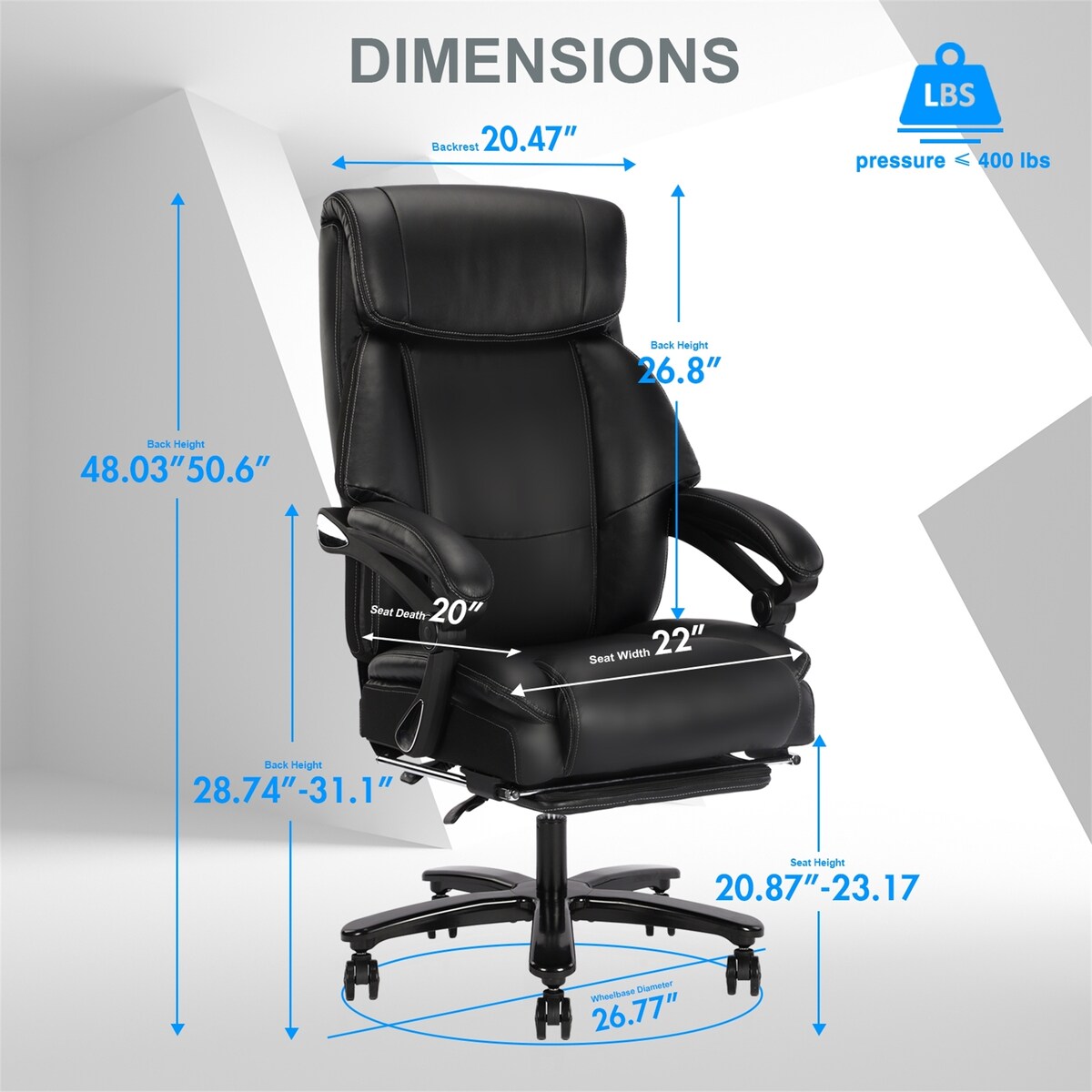 360 Degree Rotation Tall Back Black Leather Executive Office Chair