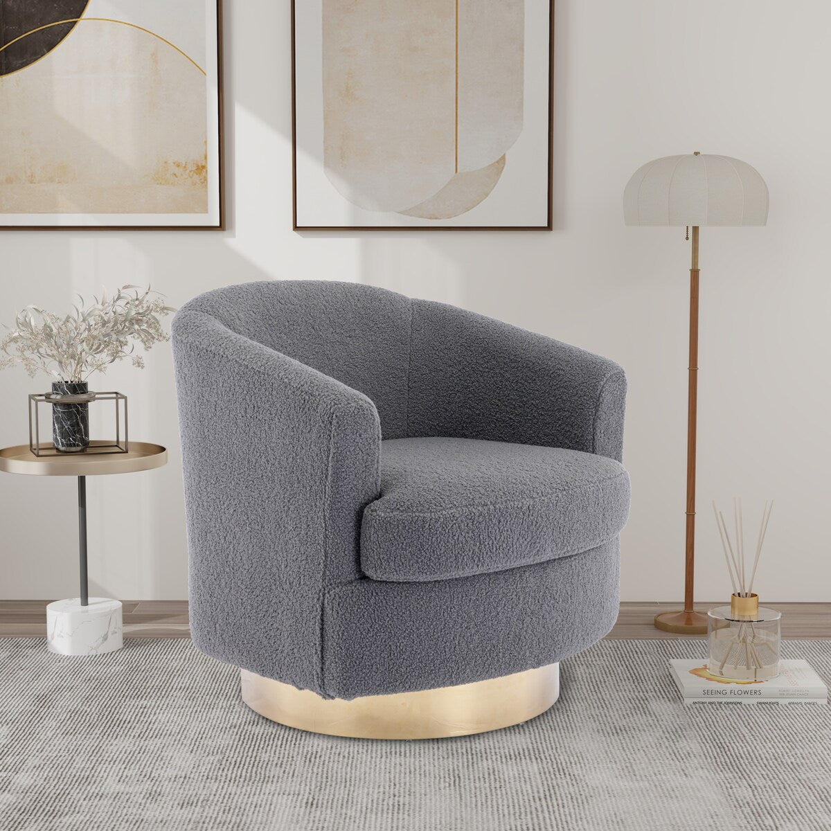 360 Degree Sloped Arm Sofa, Single Cushion Sofa for Living Room