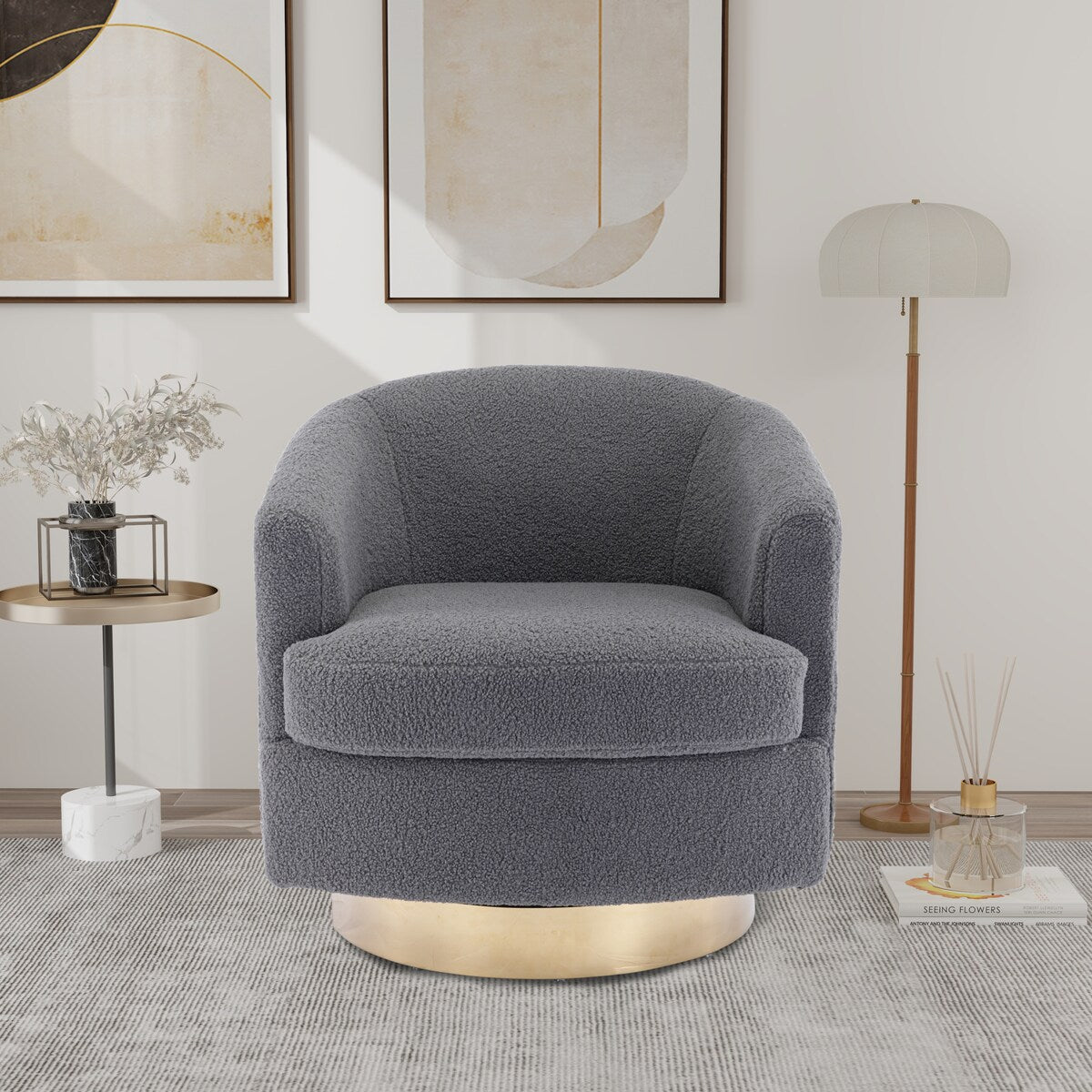360 Degree Sloped Arm Sofa, Single Cushion Sofa for Living Room