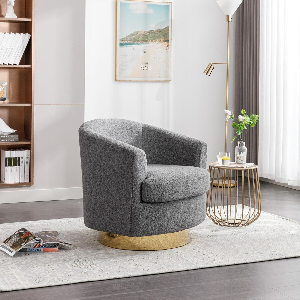 360 Degree Sloped Arm Sofa, Single Cushion Sofa for Living Room