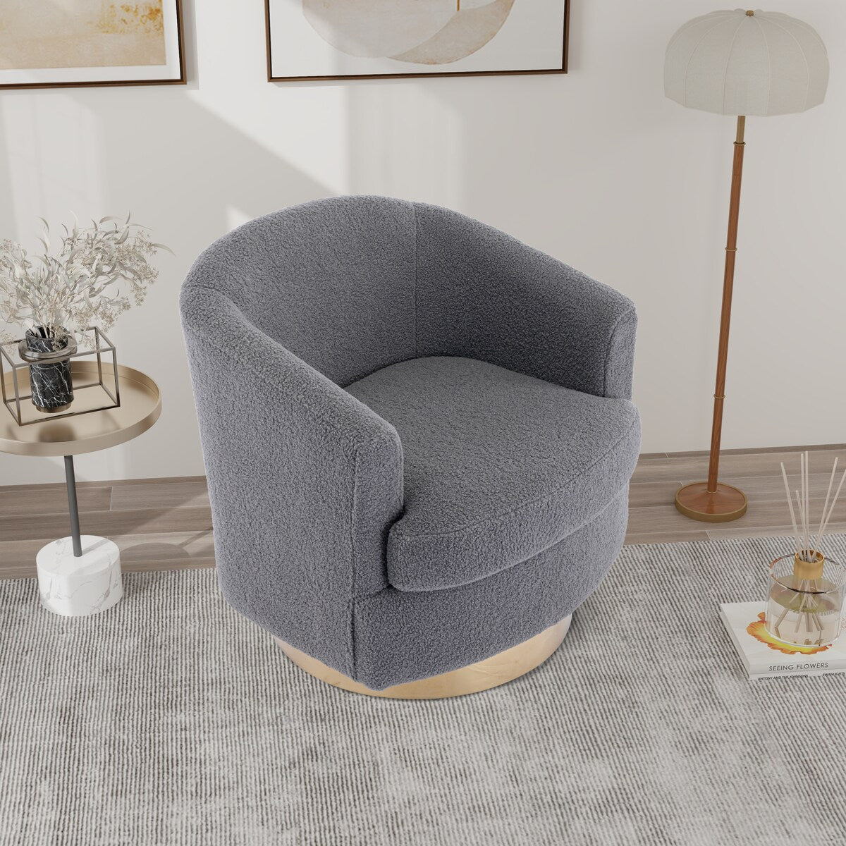 360 Degree Sloped Arm Sofa, Single Cushion Sofa for Living Room