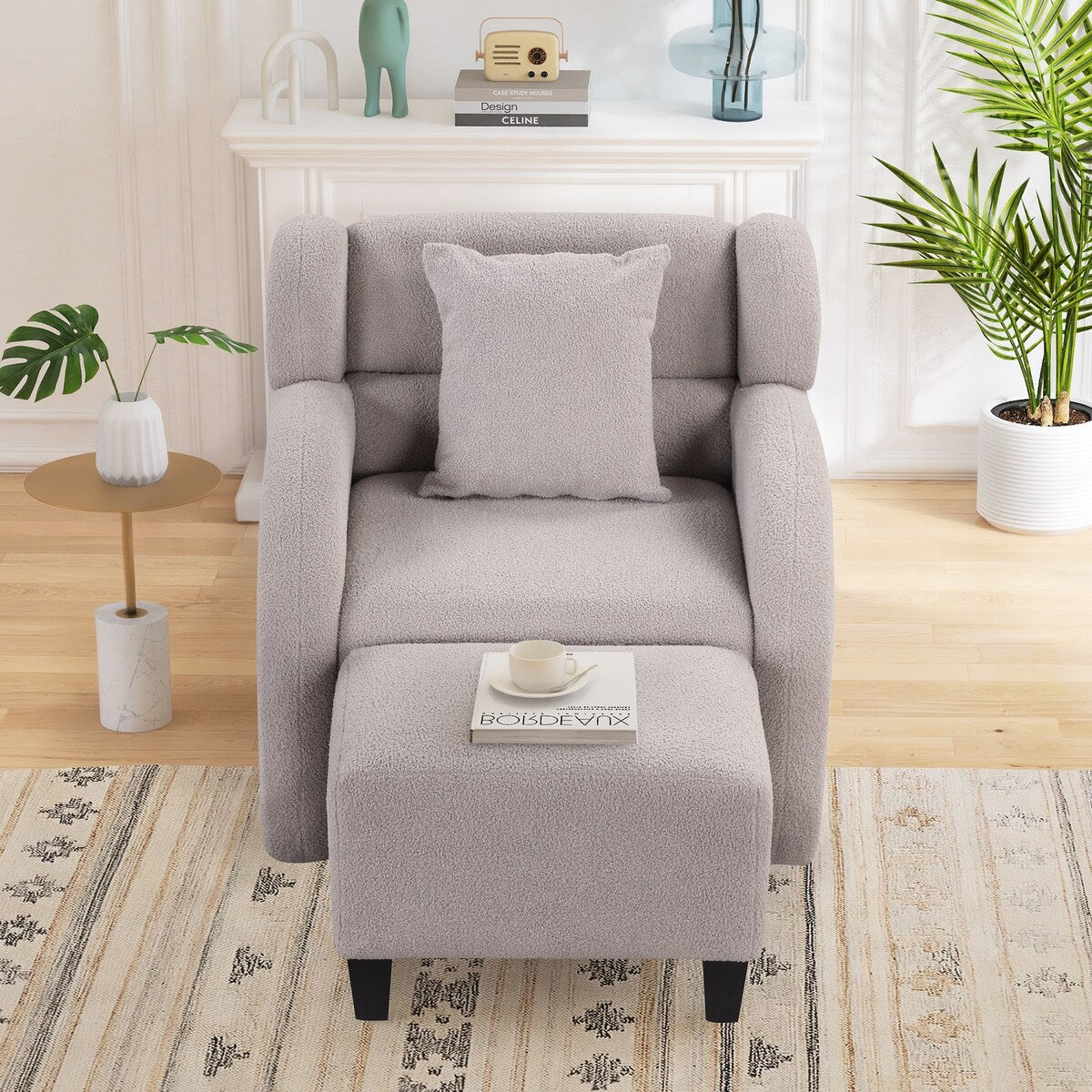 360 Degree Swivel Accent Chair With Ottoman,Armchair With Footstool