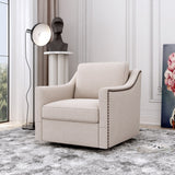 360 Degree Swivel Armchair Cotton Linen Skin-friendly Fabric Ergonomic Design