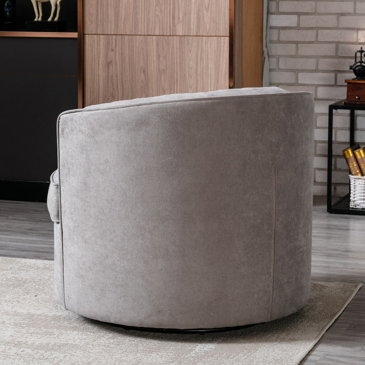 360-Degree Swivel Barrel Chair Comfy Tufted Back Accent Round Barrel Chair Leisure Chair for Living Room, Bedroom, Hotel