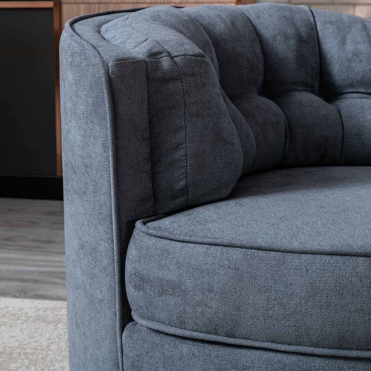 360-Degree Swivel Barrel Chair Comfy Tufted Back Accent Round Barrel Chair Leisure Chair for Living Room, Bedroom, Hotel