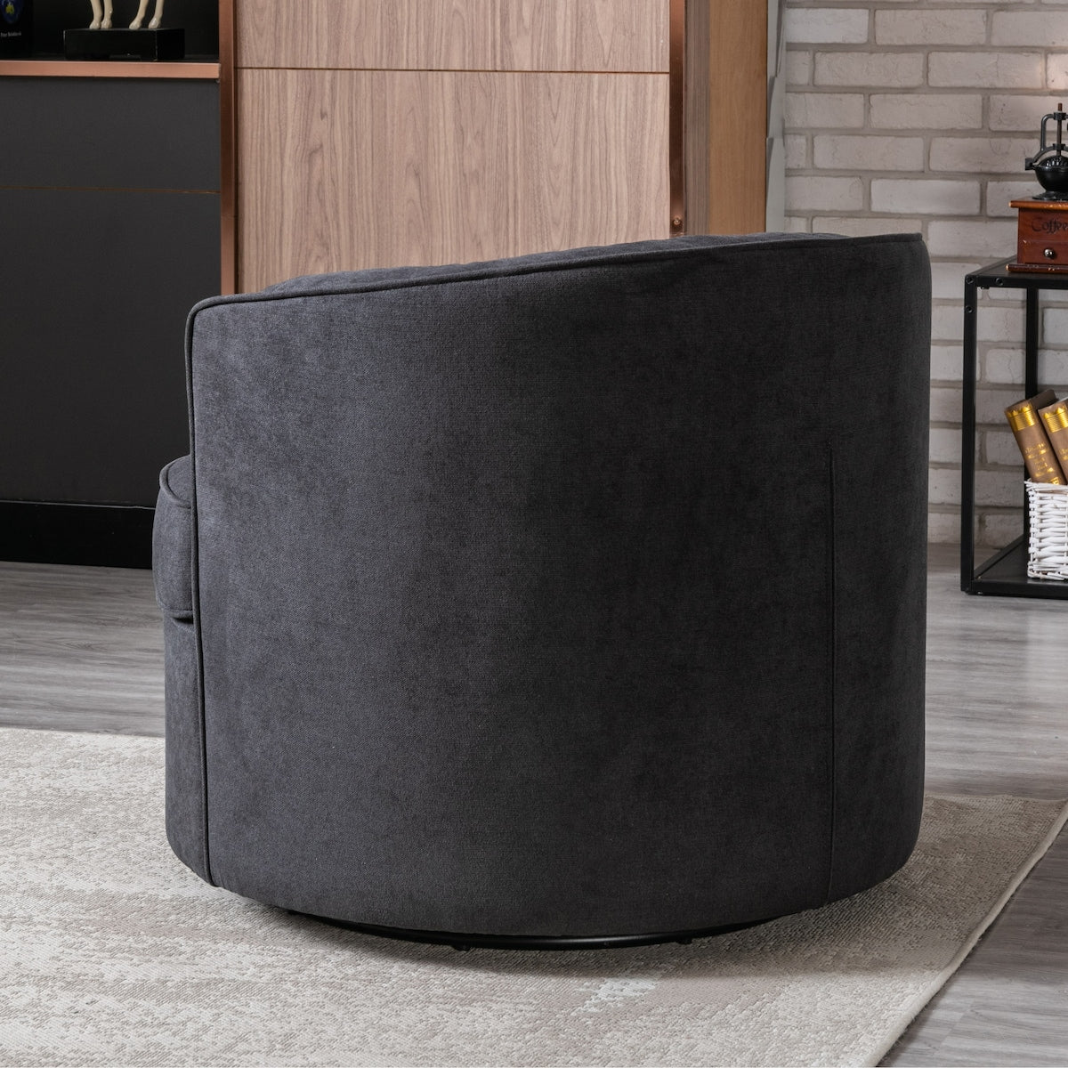 360-Degree Swivel Barrel Chair Comfy Tufted Back Accent Round Barrel Chair Leisure Chair for Living Room, Bedroom, Hotel