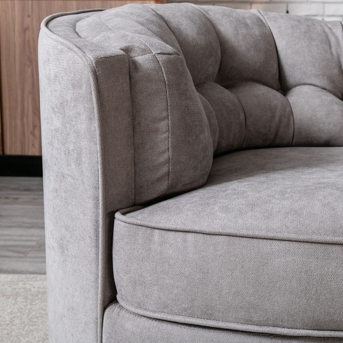 360-Degree Swivel Barrel Chair Comfy Tufted Back Accent Round Barrel Chair Leisure Chair for Living Room, Bedroom, Hotel