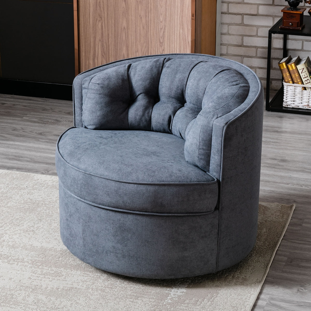 360-Degree Swivel Barrel Chair Comfy Tufted Back Accent Round Barrel Chair Leisure Chair for Living Room, Bedroom, Hotel