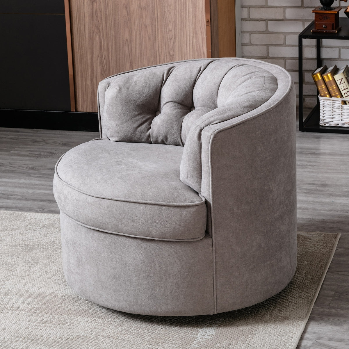 360-Degree Swivel Barrel Chair Comfy Tufted Back Accent Round Barrel Chair Leisure Chair for Living Room, Bedroom, Hotel