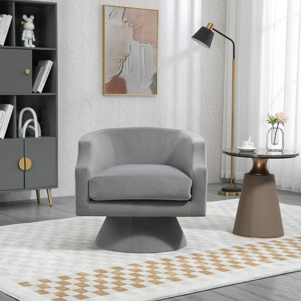 360 Degree Swivel Velvet Upholstered Barrel Sofa Chairs