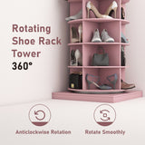 360 Pink Rotating Shoe Cabinet With 7 Layers