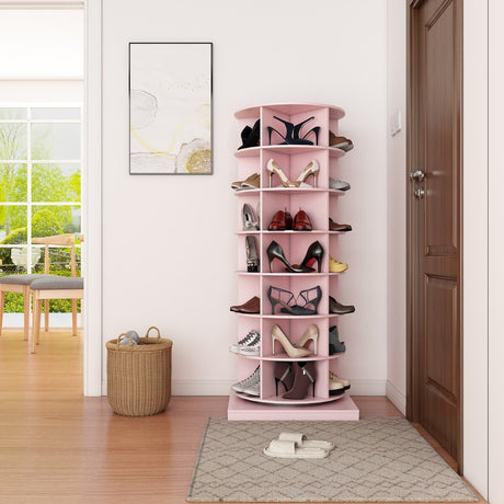 360 Pink Rotating Shoe Cabinet With 7 Layers