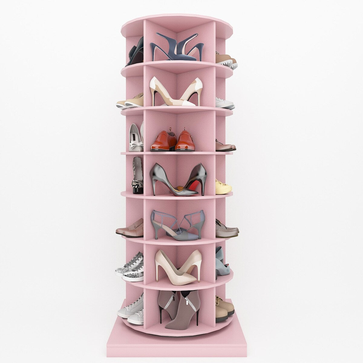 360 Pink Rotating Shoe Cabinet With 7 Layers