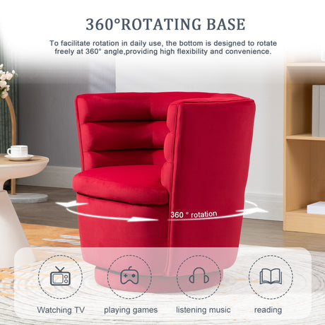 360 degree rotating barrel shaped velvet armchair with storage