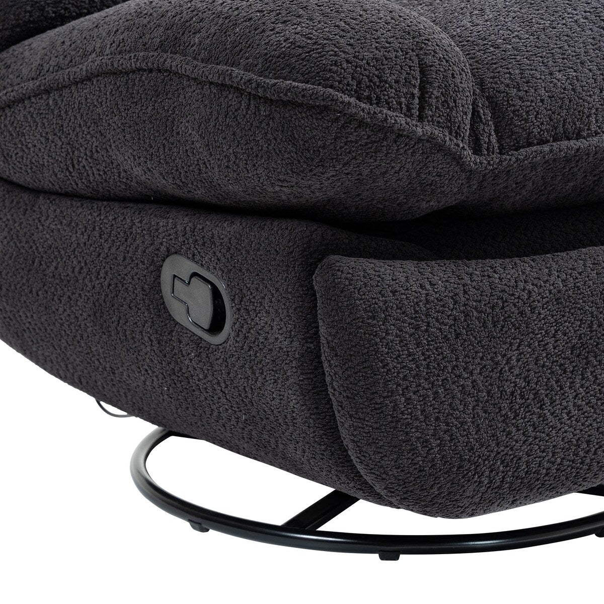 360° Swivel Recliner Adjustable Chair Chenille Glider Swivel Reclining Sofa Chair with Black Metal Round Base