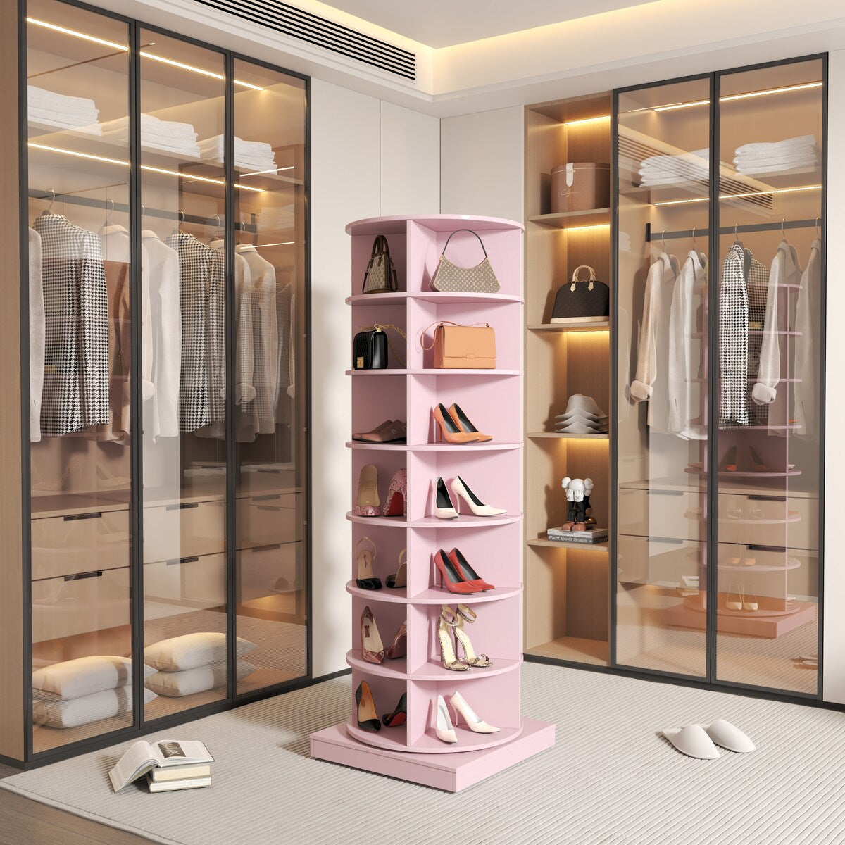 360°Rotating Shoe Cabinet 7 layers Holds Up to 28 Paris of Shoes