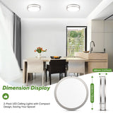 36W 3600lm Super Bright LED Ceiling Light Fixtures, Modern Black Flush Mount Ceiling Lights Daylight White 5000K, 2 Packs