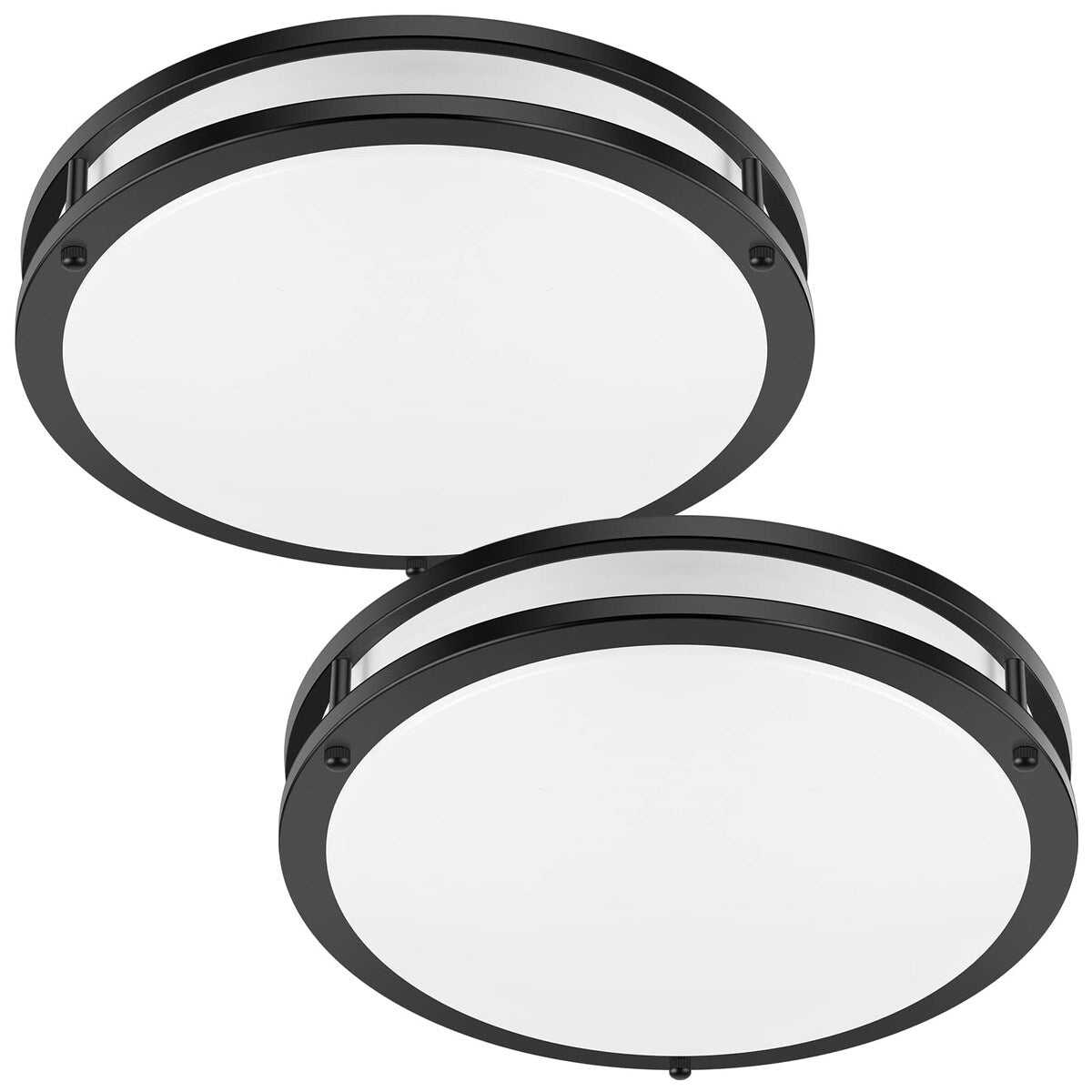 36W 3600lm Super Bright LED Ceiling Light Fixtures, Modern Black Flush Mount Ceiling Lights Daylight White 5000K, 2 Packs