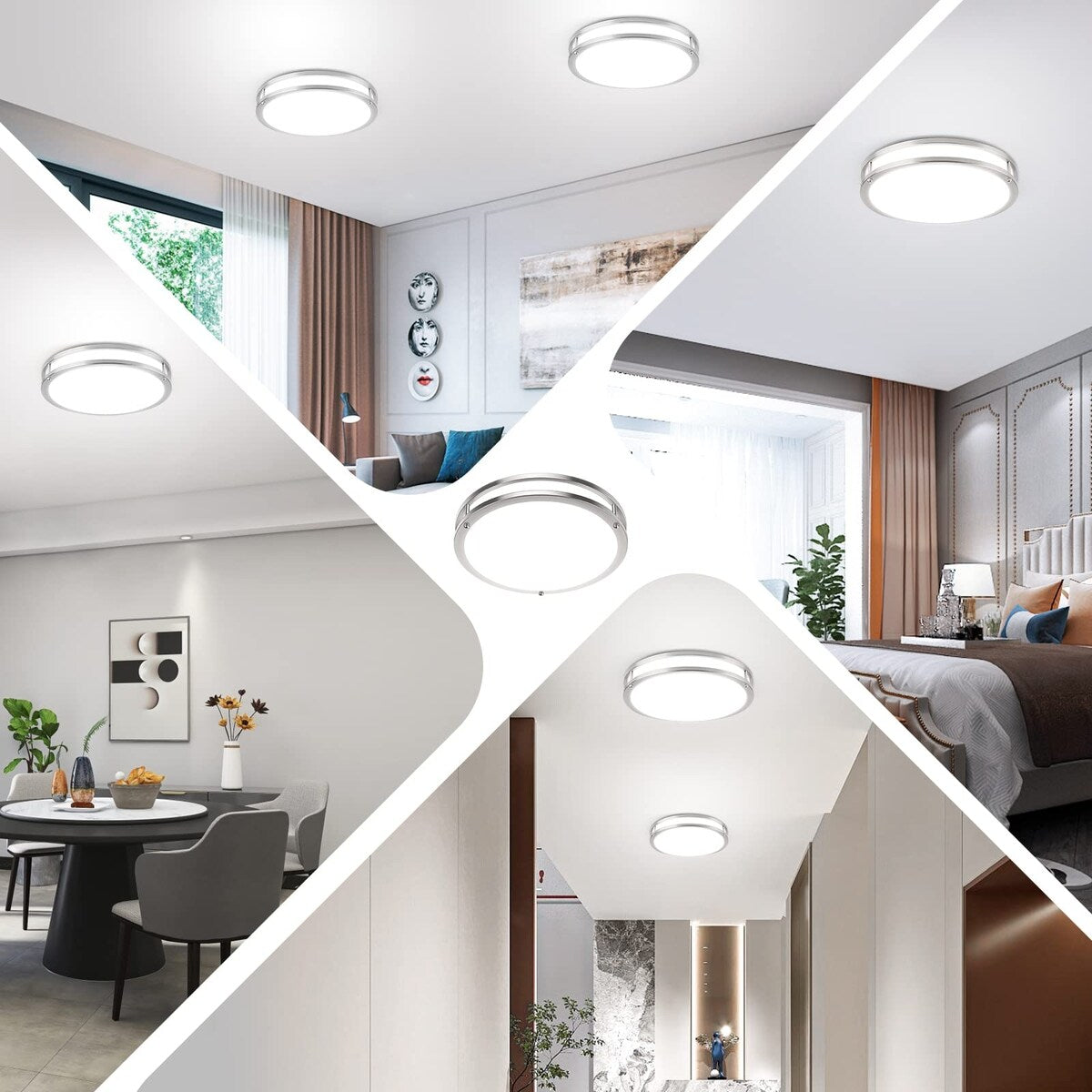 36W 3600lm Super Bright LED Ceiling Light Fixtures, Modern Black Flush Mount Ceiling Lights Daylight White 5000K, 2 Packs