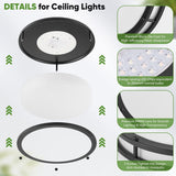 36W 3600lm Super Bright LED Ceiling Light Fixtures, Modern Black Flush Mount Ceiling Lights Daylight White 5000K, 2 Packs