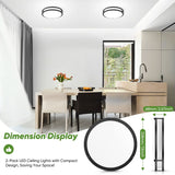 36W 3600lm Super Bright LED Ceiling Light Fixtures, Modern Black Flush Mount Ceiling Lights Daylight White 5000K, 2 Packs