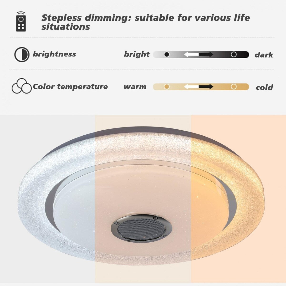 36W LED Music Ceiling Light With Bluetooth Speaker For Kids Room Bedroom