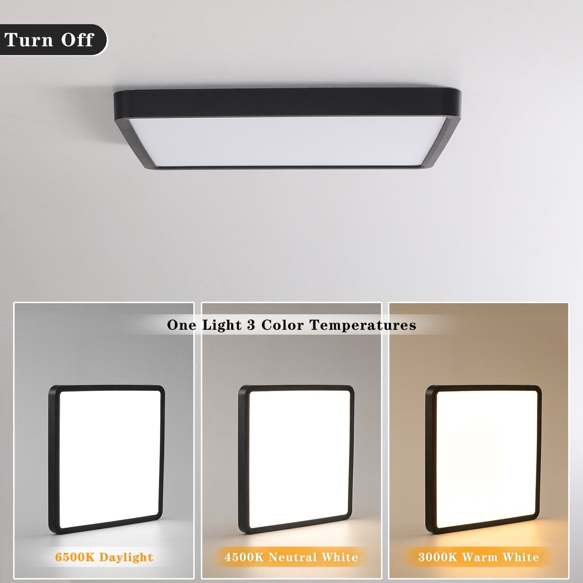 36 Watts Square Ultra-thin Selectable LED Flush Mount Ceiling Light for Dining Room Living Room Bedroom Kitchen - 11.81