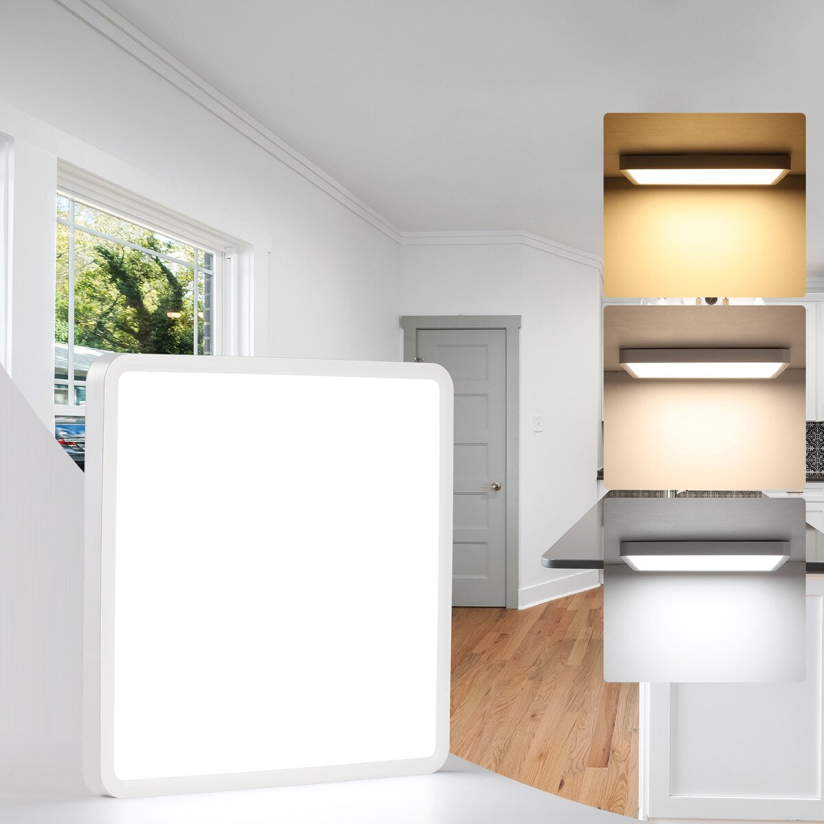 36 Watts Square Ultra-thin Selectable LED Flush Mount Ceiling Light for Dining Room Living Room Bedroom Kitchen - 11.81