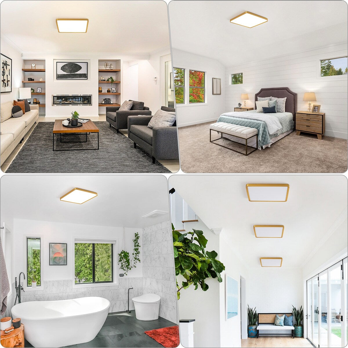 36 Watts Square Ultra-thin Selectable LED Flush Mount Ceiling Light for Dining Room Living Room Bedroom Kitchen - 11.81