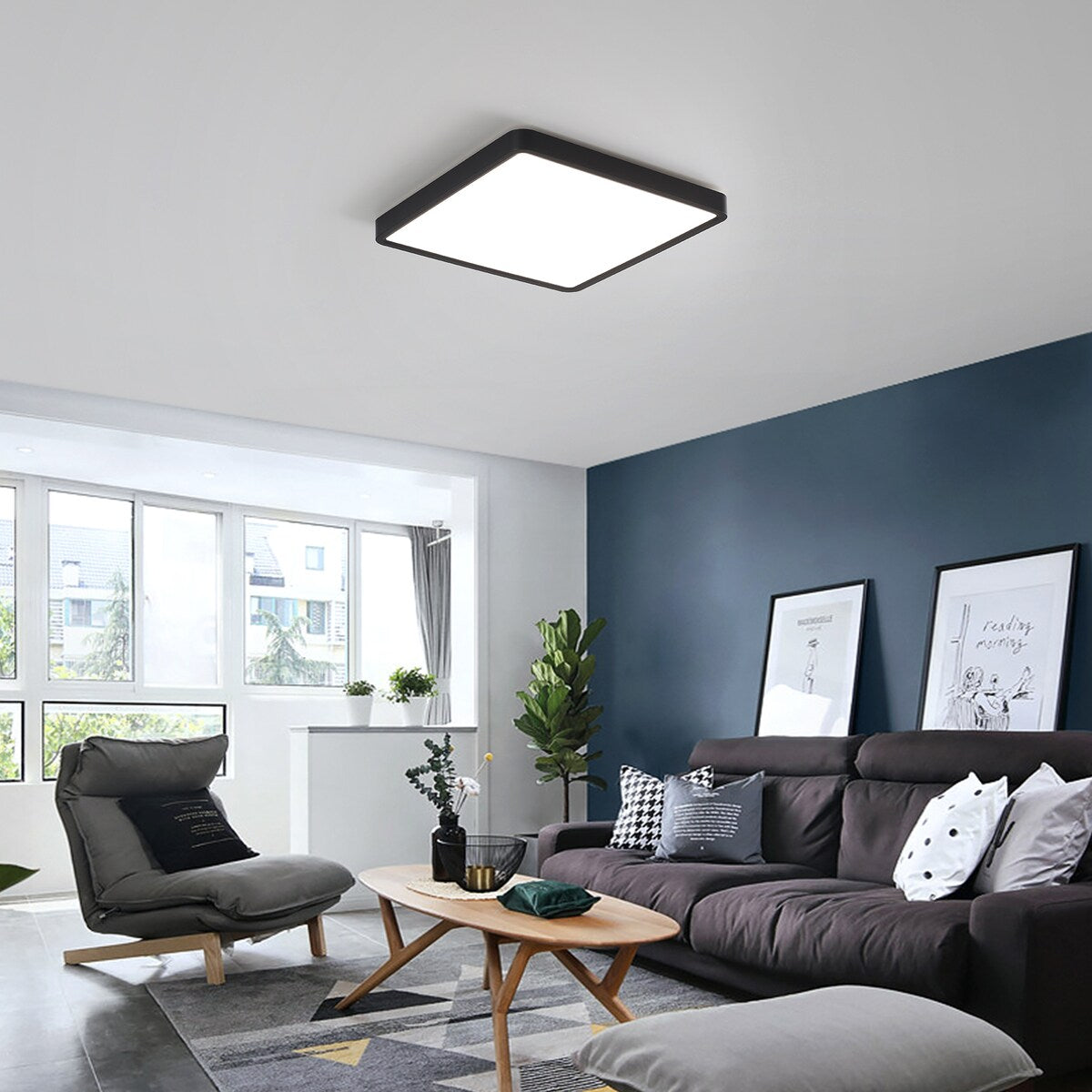 36 Watts Square Ultra-thin Selectable LED Flush Mount Ceiling Light for Dining Room Living Room Bedroom Kitchen - 11.81