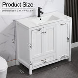 36" Bathroom Vanity Sink Combo with Laundry Hamper Ceramic Sink Storage Cabinet