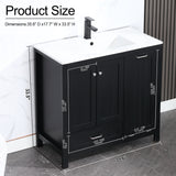 36" Bathroom Vanity Sink Combo with Laundry Hamper Ceramic Sink Storage Cabinet