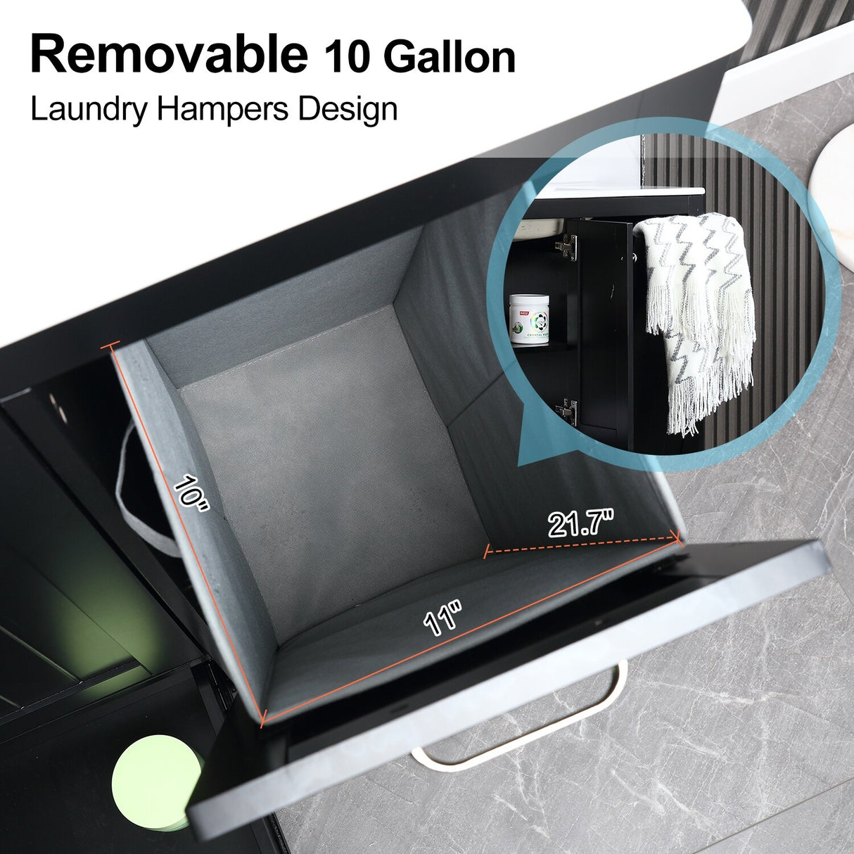 36" Bathroom Vanity Sink Combo with Laundry Hamper Ceramic Sink Storage Cabinet