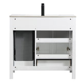 36" Bathroom Vanity Sink Combo with Laundry Hamper Ceramic Sink Storage Cabinet