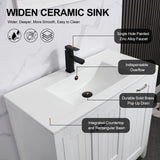 36" Bathroom Vanity Sink Combo with Laundry Hamper Ceramic Sink Storage Cabinet
