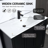 36" Bathroom Vanity Sink Combo with Laundry Hamper Ceramic Sink Storage Cabinet